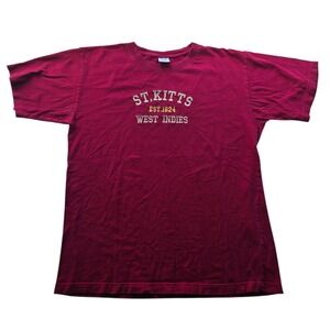 St Kitts West Indies T-Shirt Embroidered Vacation Island Destination Red XL